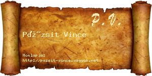 Pázsit Vince névjegykártya