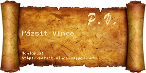 Pázsit Vince névjegykártya