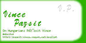 vince pazsit business card